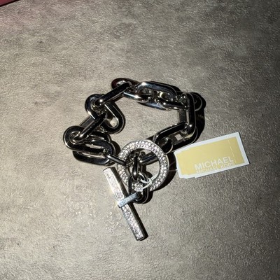 NWT Michael Kors SILVER STAINLESS S Chain Bracelet Link MKJ4864 MKJ4864040 $145
