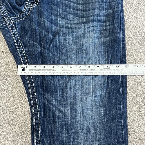 Wrangler Rock 47 Jeans Uomo 40x36 Pantaloni Cowboy Slim Dritti Scuri Punti Spessi - Foto 10 di 24