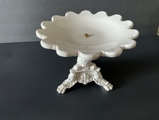 Vintage White Porcelain Compote Centerpiece Rococo Style Ornate Bowl