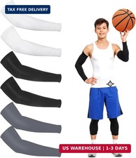 3 Pairs Arm Sleeves for Kids Youth 3/4 sleeve, Black/White/Grey