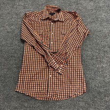 Panhandle Slim Shirt Mens 15 33 Orange Plaid Pearl Snap Western Yoke Long Sleeve