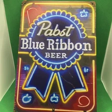 Pabst Blue Ribbon Beer-Retro Music- Metal Sign for Bar/Man Cave/Garage/Game Room