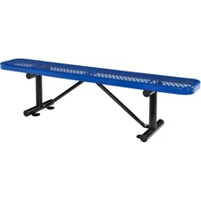 Global Industrial 6'L Flat Outdoor Bench Expanded Metal Blue