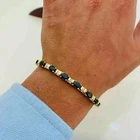 10 Ct Oval Simulated Sapphire Women's Tennis Bracelet 14K Yellow Gold Plated