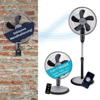 B-Ware Könighaus 3-in-1 Stand- Tisch & Wandventilator | WLAN & Fernbedienung
