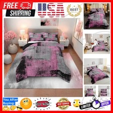 Pink And Grey Comforter Set Queen Pink Gray Black Watercolor Ombre Tie Dyed B...