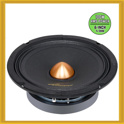 Audiopipe 6'' 100W RMS Low Mid Frequency Car Loudspeaker w/ Gold Bullet Dust Cap