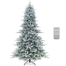 8 FT Snow Flocked Artificial Christmas Tree w/ 1447 PVC  PE Tips 800 LED Lights