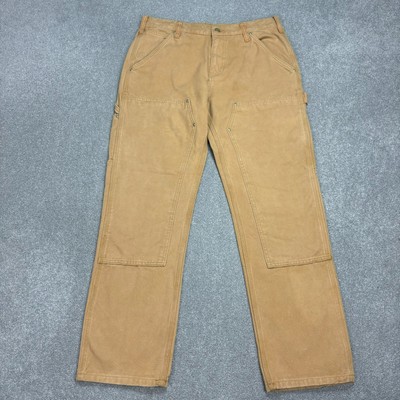 Carhartt Trousers Adult 34x30 Tan Double Knee Carpenter Workwear Pants USA Men