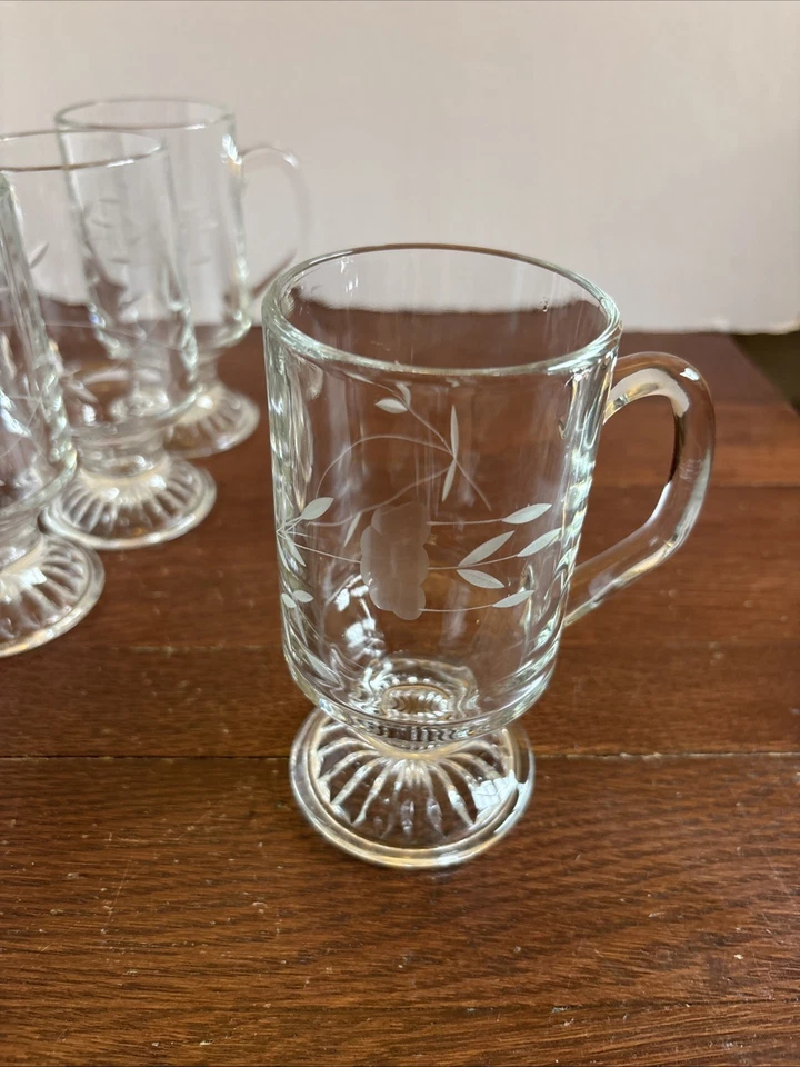 Conjunto de 4 canecas de café irlandesas de cristal herança Princess House com pés gravados - Imagem 3 de 4