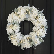 Cream Hydrangea Wreath for Front Door Outside, 16 Inch Wedding Decorations wi...