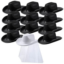 12 Pcs Women Cowgirl Cowboy Hats Bachelorette Black, White Classic Style