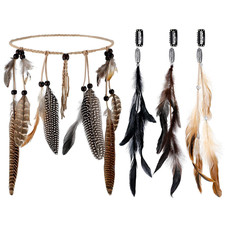 3 Pack Halloween Feather Hair Clips 1 Boho Feather Headband Hippie Hair Extensio