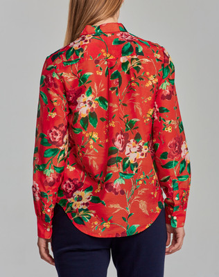 GANT women's blouse red flowers silk cotton silk blouse size 34 4301143