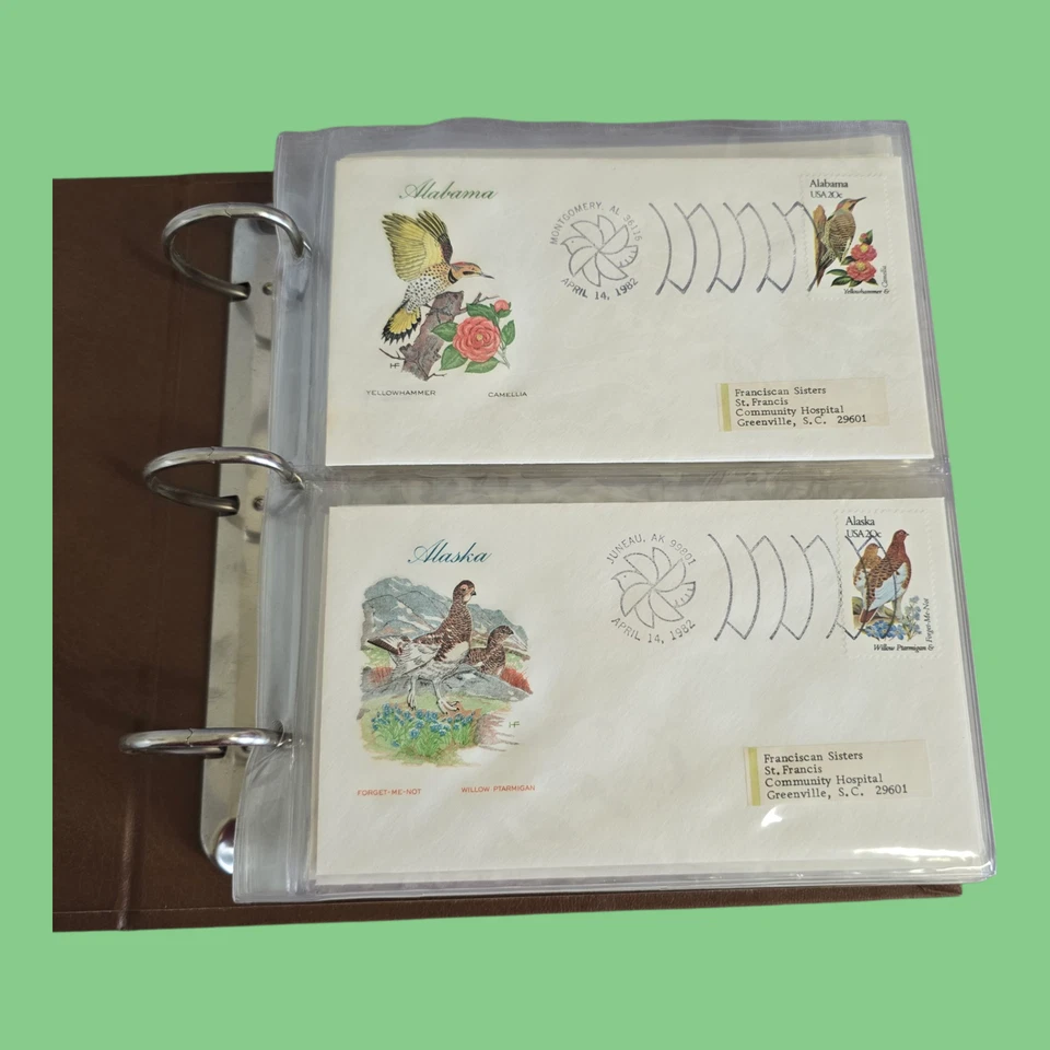 House of Farnam Complete Set 50 State Birds & Flowers Envelopes w/ Stamps Binder - Image 3 of 4