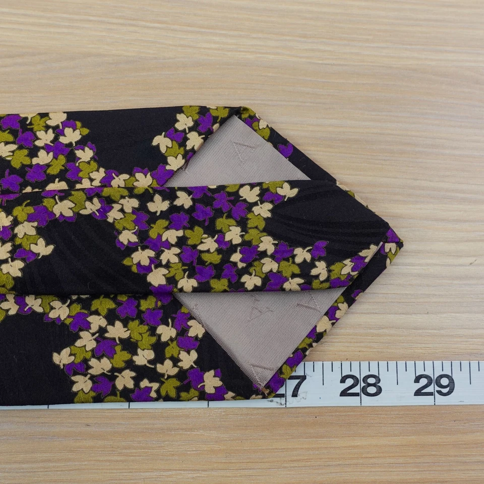 Corbata de cuello tejida italiana para hombre negra Ditsy arce caprichosa declaración jardín fiesta EE. UU. Foto 4 de 4