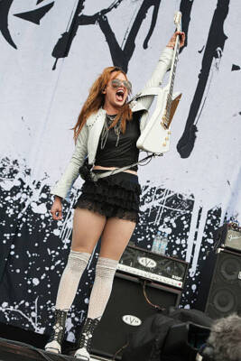 Frontwoman Lzzy Hale of American hard rock group Halestorm live on- Old Photo 15
