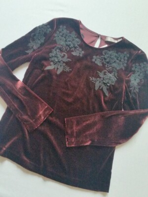 HALLHUBER DONNA Bluse Shirt*Samt burgunder Gr.34=UK6----NEU