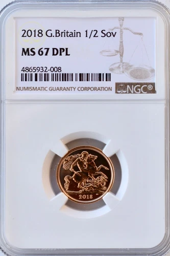 2018 Gold Half Sovereign NGC MS67 DPL  Great Britain 1/2 Sov UK