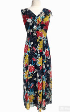 EN FOCUS STUDIO Women Size 6 Empire Maxi Dress Floral Chiffon V-Neck  26P