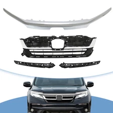 Front Upper Grille Grill Fit For 2019 2020 2021 2022Honda Pilot W/Molding Trim