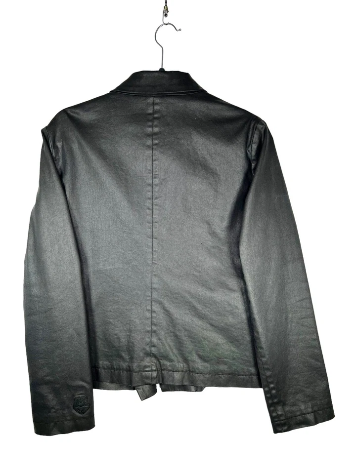 Chaqueta Love Moschino Mujer Negra Encerada Motocicleta Cremallera Completa Talla EE. UU. 8 Diseñador Foto 4 de 4