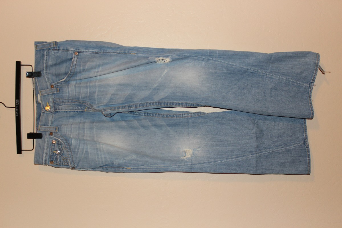Mens TRUE RELIGION BRAND JEANS 36x33 Joey Boot Cut Flare Blue