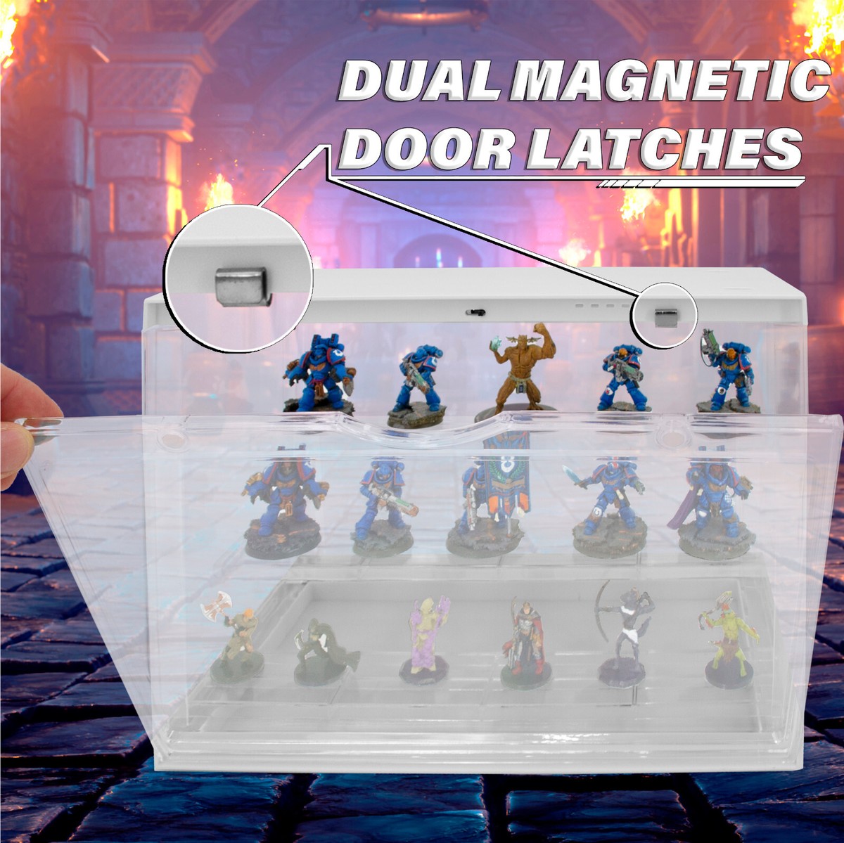 Minahao Scatola rigida in EVA per statuette, con 36 scomparti, strato in schiuma prescanalata, compatibile con Warhammer 40k, DND e tutte le miniature
