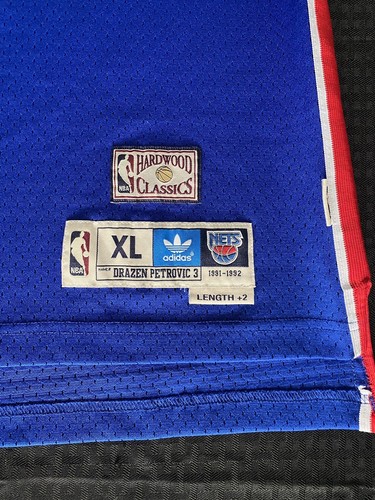 Drazen Petrovic New Jersey Nets Vintage Adidas NBA Jersey Size XL Rare 90s Blue - Picture 3 of 9