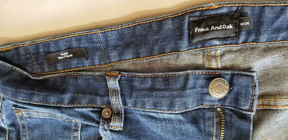 Jean de mezclilla FRANK AND OAK Dylan ajustado 100 % algodón para hombre - 34x34 azul oscuro Foto 4 de 4