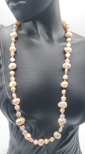 Cultured Baroque Pearls Sterling Silver Necklace Faceted Bead Spacers 18" - Picture 11 of 14