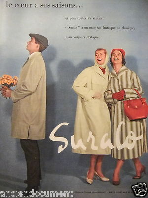 WERBUNG 1957 SURALO HAT EINEN FANTASTISCHEN UND KLASSISCHEN MANTEL PRODUKTION CHAUMONT