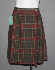 VTG Michelle Pleated Plaid Scottish Style Wool Blend Wrap Skirt Wm's 10P NWT