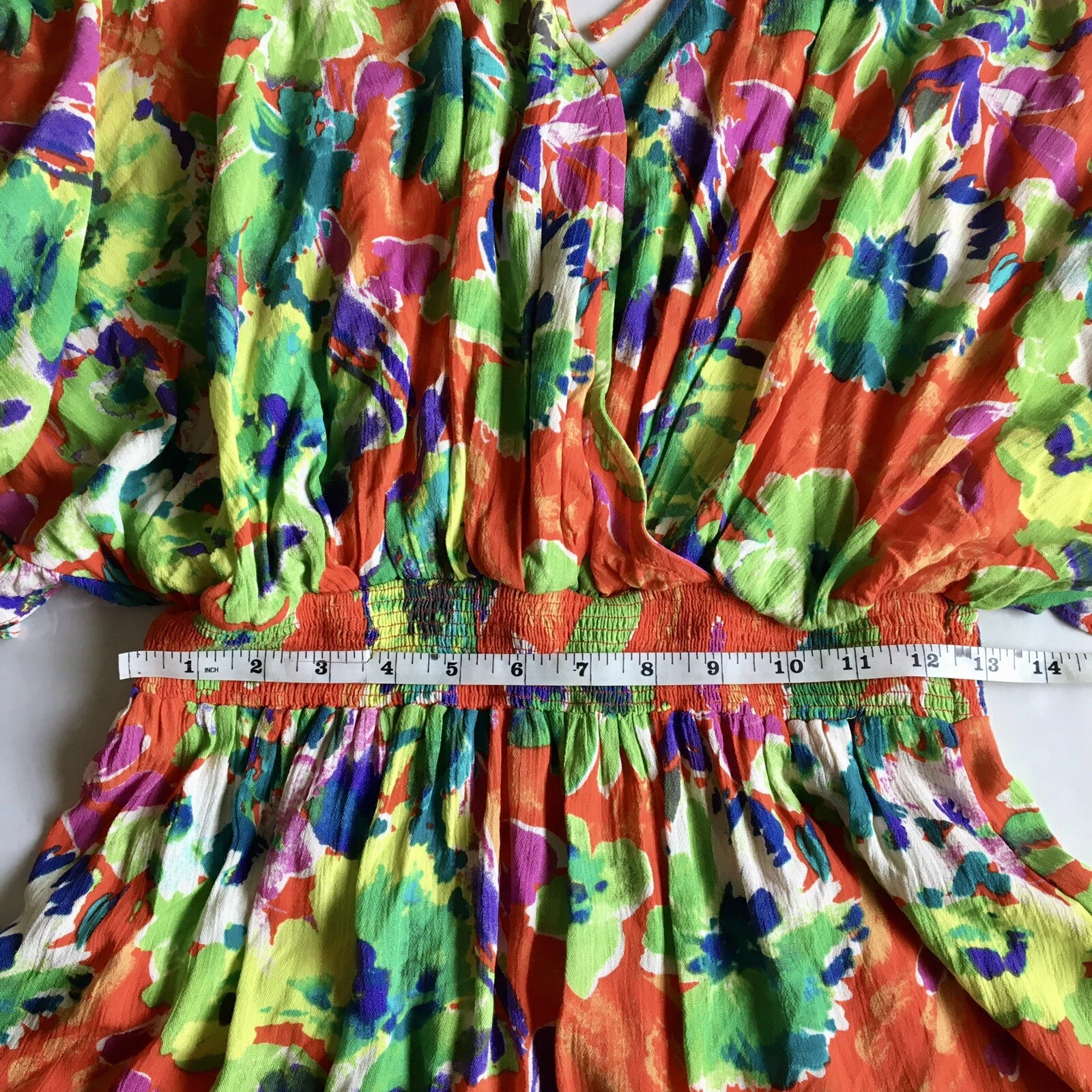 PALM ANGELS Mini Abito Easel Los Angeles Tropical Vacation Smocked Taglia S