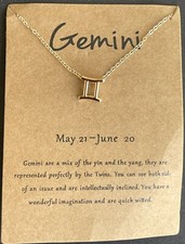 Gemini Zodiac Sign Choker Necklace Horoscope Yellow Gold Plated