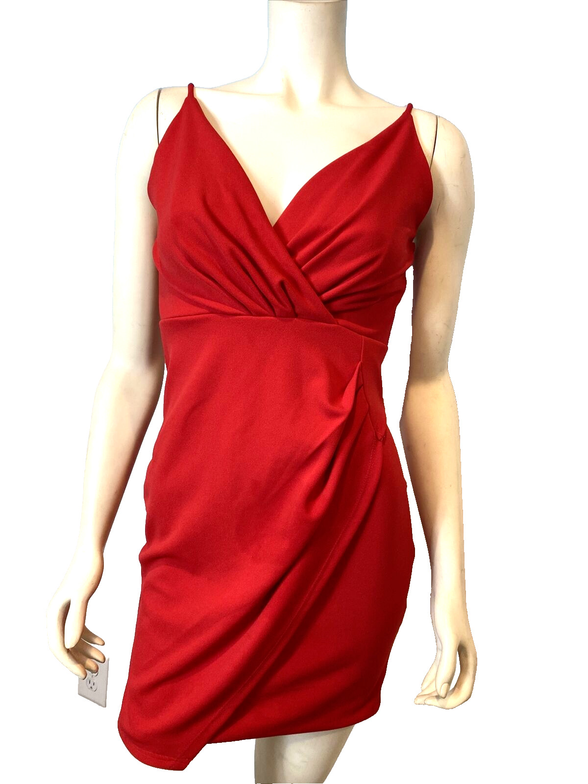 Mind Code Red Spaghetti Strap V Neck Cocktail Dre… - image 1