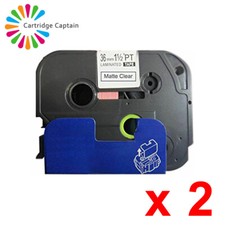 Image of 2PCS Label Tape fits Brother P-Touch TZ M61 Black on Matt Transparent 36mm x 8m