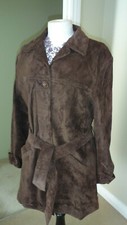 Wallace Sacks Brown Soft Real Suede Blazer Jacket With Belt, Oversized Uk 12/14