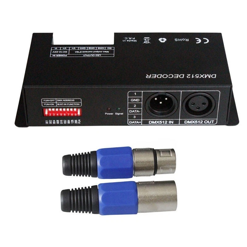 3 Channel RGB DMX Decoder with RJ45 and XLR plug &DMX512 Dimmer Driver DC12-24V - Image 3 of 4