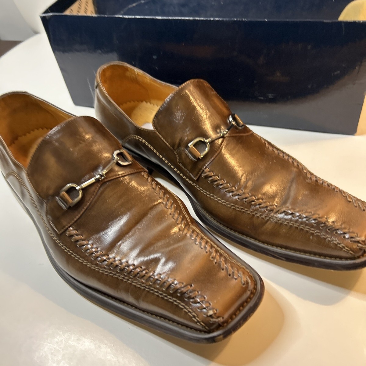 Givaldi of Italy Mens Brown Leather Dress Shoes. EU 45, fits 