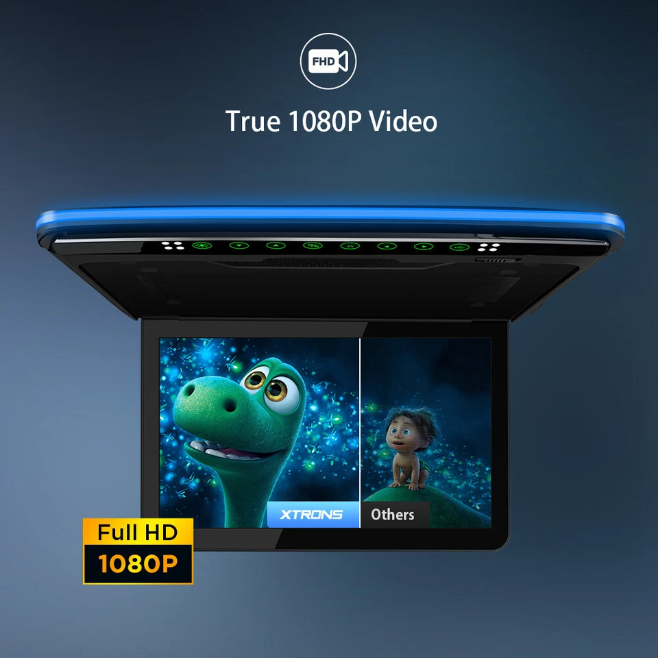 13.3" Full HD 1080P TFT Car Flip Down Monitor Roof Mount Player HDMI USB SD Game - Image 3 of 4