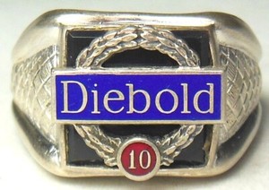 π° DIEBOLD Safe Co. modified 10 Yr. employee service award sterling ring size 11