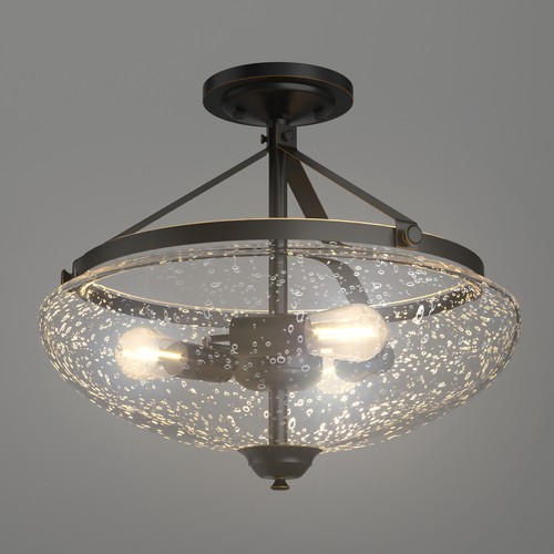3-Light Semi Flush Mount Ceiling Light 