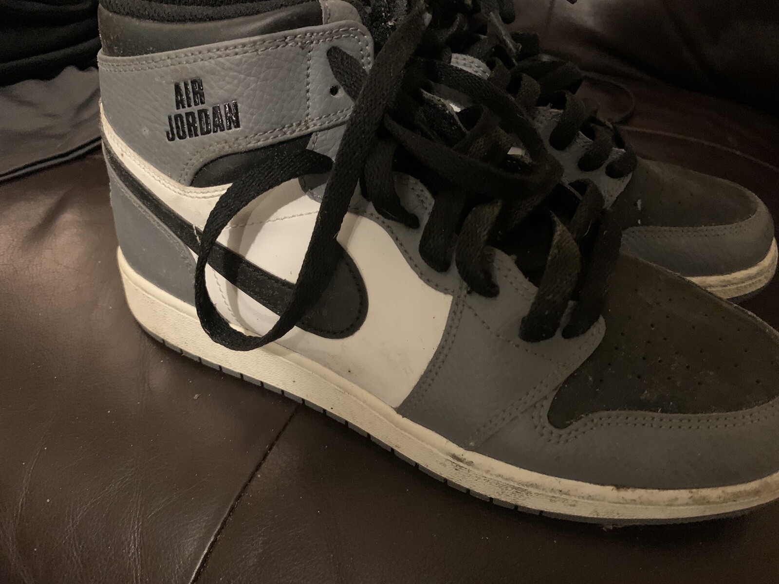 GS OG NIKE RARE AIR JORDAN RETRO 1 MID SHADOW BLACK GRYWHITE 705300-024 SZ 6.5Y image 6