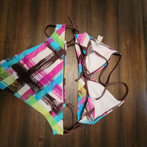 Traje de baño para mujer Bikini talla S/M magenta marrón turquesa hermosos colores - Imagen 3 de 6