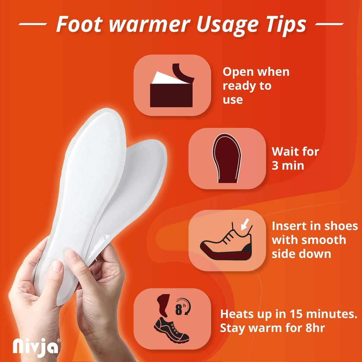 Top Heat – Chauffe-orteils Longue Durée 8h, Activation à L’air, Chaleur Instantanée, 100% Naturel, Pour Femmes Et Hommes