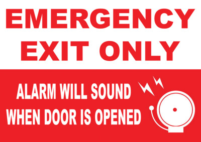 GROSSE POSTER Notausgang nur Alarm ertönt bei geöffneter Tür Schild Hinweis