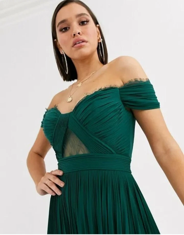 Asos black cheap bardot dress