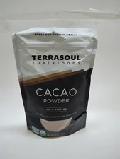 Terrasoul Superfoods Raw Organic Cacao Powder, 1 Lb - Cold Pres Raw |Keto |Vegan