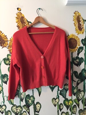 No Brand Cardigan Sweater Soft Lofty Bittersweet Orange M